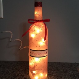 Pink Happy Valentines Day Wine Bottle Lamp, Gift - thumbnail 2