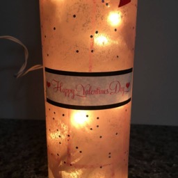 Pink Happy Valentines Day Wine Bottle Lamp, Gift - thumbnail 4