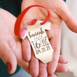 Personalized Baby's First Christmas Ornament - Stainless Steel Onesie Mother's Day Gift