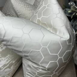 Hepburn - Ivory Cushion Pillow Cover Geometric Pattern Double Sided, Luxury Fabric Textured -Sofa, Bed - thumbnail 3