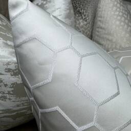 Hepburn - Ivory Cushion Pillow Cover Geometric Pattern Double Sided, Luxury Fabric Textured -Sofa, Bed - thumbnail 2