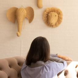 Elephant Wicker Head, Wicker Wall Decor, Home Trophy Animal, Taxidermy Kids Room, Rattan Animal - thumbnail 4