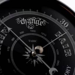 Handmade Prestige Barometer in Chrome With Jet Black Dial Mounted On An English Oak Mantel/Display Mount - thumbnail 3