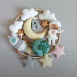 Astronaut Baby Mobile Felt Space Rocket Planets Nursery Decor - thumbnail 3