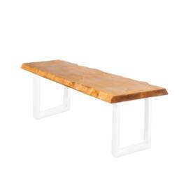 Live Edge Bench With Square Legs - Industrial Reclaimed Timber Style - thumbnail 2