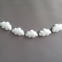 Felt Cloud Garland Wall Hanging Nursery Decor For Girls Boys Kids Room Gender Neutral Bunting Shelf Baby Shower - thumbnail 2
