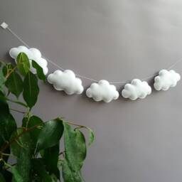 Felt Cloud Garland Wall Hanging Nursery Decor For Girls Boys Kids Room Gender Neutral Bunting Shelf Baby Shower - thumbnail 3