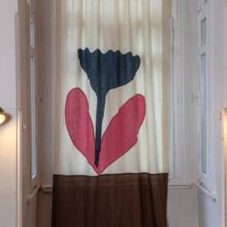 Linen Curtains With Bird & Flower Design - Handmade Textile Artisan Curtain - thumbnail 4
