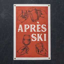 Apres Ski Felt Poster Banner - Vintage Poster, Mountain Home Decor, Cozy Cabin Graphic Pennant, Usa Handmade Wall Art Gift - thumbnail 3