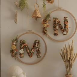 Dried Flower Letter Wall Decor Large Initial Sign - 12 Inch - thumbnail 2