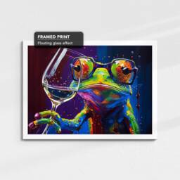 Frog Toasting Drink Glasses Animal Art Abstract Oil Painting Framed Poster Print & Canvas Wall Living Home Decor Interior Gift - thumbnail 3