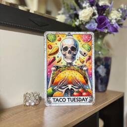 Taco Tuesday Metal Sign Retro Tarot Card Foodie Decor - thumbnail 2