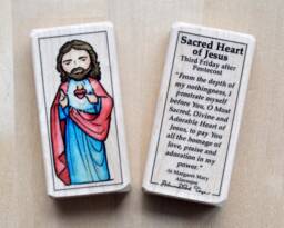 Jesus, Sacred Heart Of Jesus Patron Saint Block With Gift Bag // Catholic Toys By Almondrod - thumbnail 1