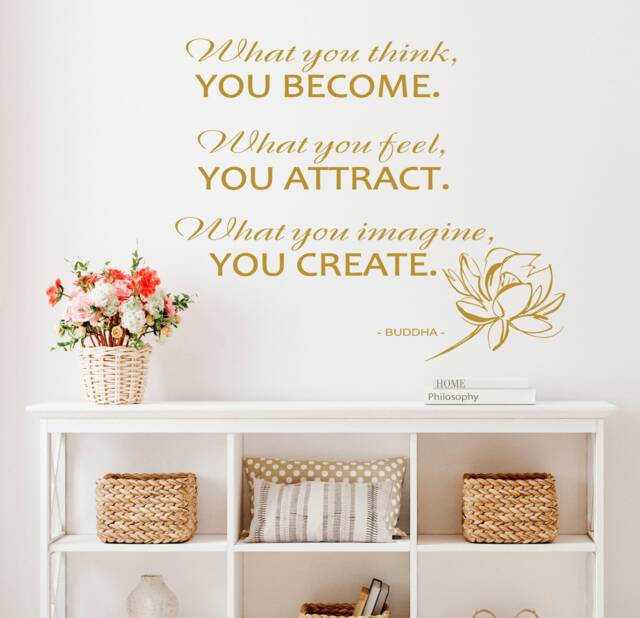Quote Wall Decals, Buddha Decal Inspirational Yoga Home Decor Stickers, Spiritual Zen - image 1