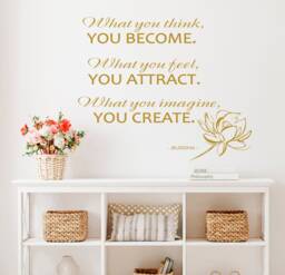 Quote Wall Decals, Buddha Decal Inspirational Yoga Home Decor Stickers, Spiritual Zen - thumbnail 1