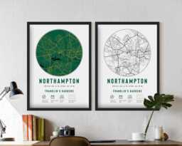 Northampton Saints Franklin's Gardens Stadium Map Prints & Frame Unique Gift - Decor Dad Granddad Uncle Brother Rugby Union For Him Poster - thumbnail 1