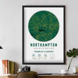 Northampton Saints Franklin's Gardens Stadium Map Prints & Frame Unique Gift - Decor Dad Granddad Uncle Brother Rugby Union For Him Poster - thumbnail 2