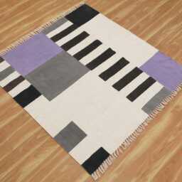 Purple & Black Cotton Hallway Runner Rug, Block Printed Kilim, Washable - 4x4, 7x7, 12x12 Ft - thumbnail 2