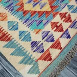Kilim Rug Classic, Handmade Artisan Afghan Turkish Scandinavian Navajo Bohemian Wool Flatweave Multicolour 112x75 cm - thumbnail 3