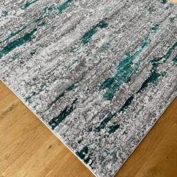 New Modern Jade Green Silver Grey Cream Metallic Marble Wave Design Rug Colorful Silky Soft Good Quality Floor Area Mats UK - thumbnail 2