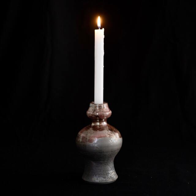 Handmade Raku Ceramic Candle Holder Turquoise Glaze Pottery - image 1