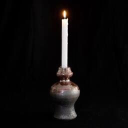Handmade Raku Ceramic Candle Holder Turquoise Glaze Pottery