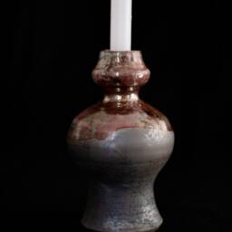 Handmade Raku Ceramic Candle Holder Turquoise Glaze Pottery - thumbnail 2
