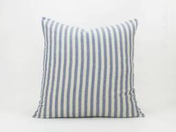 striped Linen Cotton Cushion Cover, Natural Woven Pillow - thumbnail 1