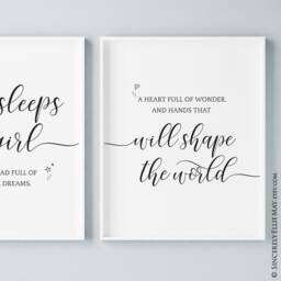 Nursery Art Girl Here Sleeps A Quote - Wall Decor Printable Sign, Hang in Baby Or Young Girls Bedroom, Give As Shower Gift 40074 - thumbnail 3