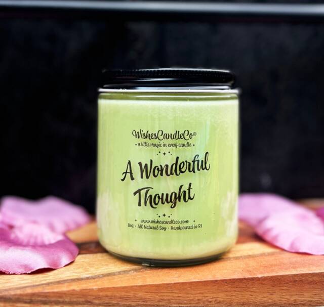 A Wonderful Thought 8Oz Candle With Free Pin Inside - Think Of Happy Things Whimsical Thoughtful Gift For Her Him Magic - image 1