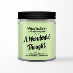 A Wonderful Thought 8Oz Candle With Free Pin Inside - Think Of Happy Things Whimsical Thoughtful Gift For Her Him Magic - thumbnail 3