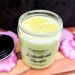 A Wonderful Thought 8Oz Candle With Free Pin Inside - Think Of Happy Things Whimsical Thoughtful Gift For Her Him Magic - thumbnail 2