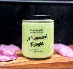 A Wonderful Thought 8Oz Candle With Free Pin Inside - Think Of Happy Things Whimsical Thoughtful Gift For Her Him Magic - thumbnail 1