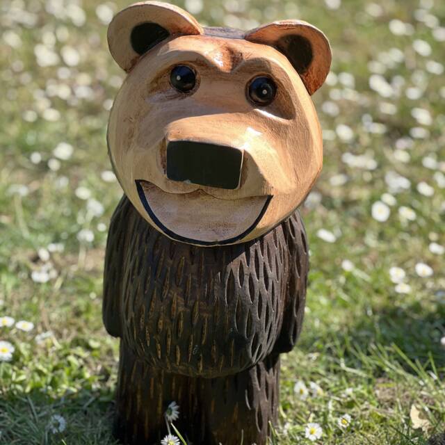 Hand Carved Wooden Bear Sculpture. Bubba. Large. Indoor Outdoor Statue - image 1