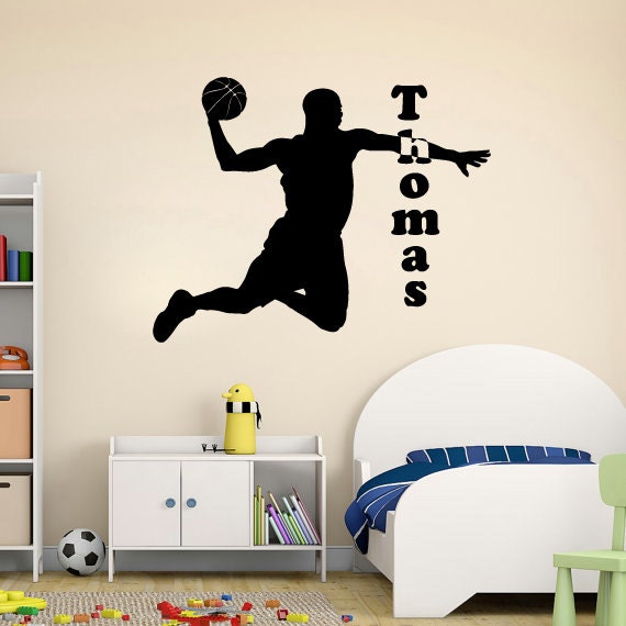 Basketball Wall Decal Name Personalized Custom Sport Decals Gamer Vinyl Sticker Art Home Decor Baby Boy Nursery Gym Ms190 - image 1