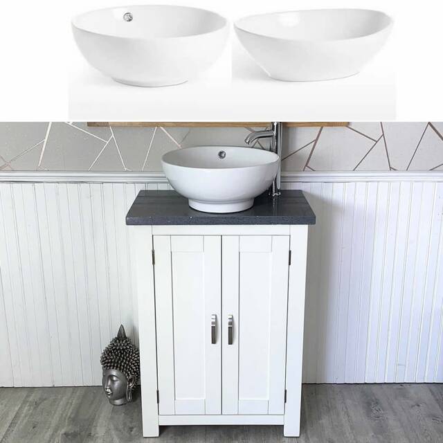 Painted White Bathroom Vanity Unit - Dark Grey Quartz Top Marble Basin Choice 310Pdgqsbc - image 1