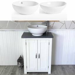 Painted White Bathroom Vanity Unit - Dark Grey Quartz Top Marble Basin Choice 310Pdgqsbc - thumbnail 1