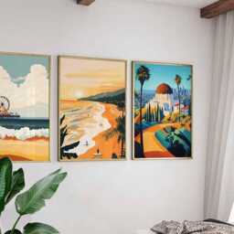 Set Of 3 Los Angeles Posters, California Travel Prints, Usa City Wall Art Set, Hollywood Decor, West Coast Art, American Prints - thumbnail 4