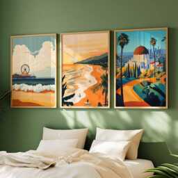 Set Of 3 Los Angeles Posters, California Travel Prints, Usa City Wall Art Set, Hollywood Decor, West Coast Art, American Prints - thumbnail 2