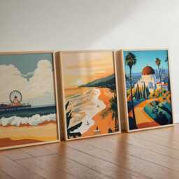 Set Of 3 Los Angeles Posters, California Travel Prints, Usa City Wall Art Set, Hollywood Decor, West Coast Art, American Prints - thumbnail 3