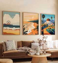 Set Of 3 Los Angeles Posters, California Travel Prints, Usa City Wall Art Set, Hollywood Decor, West Coast Art, American Prints