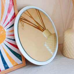 White Round Wood Frame Mirror, Minimalist Aesthetic Decor - 11.8 Inch - thumbnail 2
