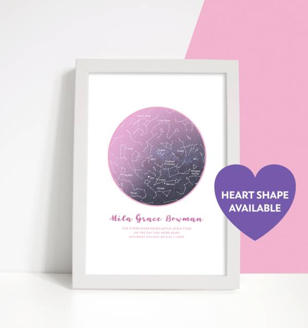 Personalised The Stars in The Sky On Day You Were Born Baby Girl Print Gift - image 1