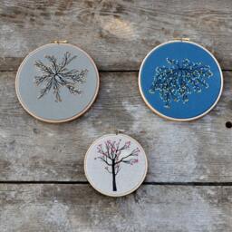 Hoop Art, Mixed Media Embroidery Wall Hanging, Tree From Theart Vi - thumbnail 4