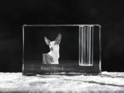 Ibizan Hound , Crystal Pen Holder With Dog, Souvenir, Decoration, Limited Edition, Collection - thumbnail 1