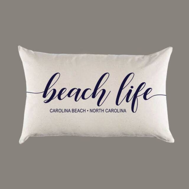 Personalized Custom Beach Life Canvas Pillow Or Cover - Home Throw Lumbar House, Farmhouse, Decor - image 1