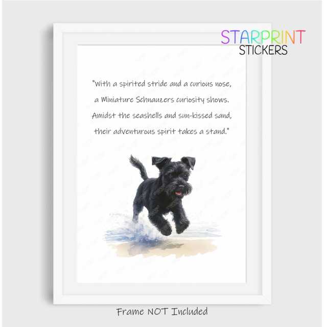Miniature Schnauzer Dog Print, Beach Poem Unframed A4 Fun Novelty Quote, Lovely Wall Art/Gift Birthday Xmas Poster Black - image 1
