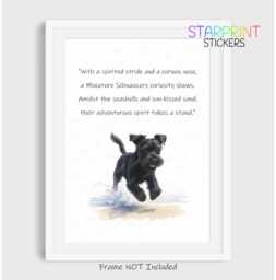 Miniature Schnauzer Dog Print, Beach Poem Unframed A4 Fun Novelty Quote, Lovely Wall Art/Gift Birthday Xmas Poster Black - thumbnail 1