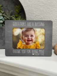 Personalized Godfather Picture Frame Baptism Gift Custom Christening Keepsake For Godparent 4x6 Photo From Godson Goddaughter Godchild - thumbnail 1