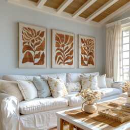 Set Of 3 Terracotta Botanical Prints - Abstract Leaf Wall Art Modern Organic Minimalist Posters For Kitchen, Living Room Or Bedroom - thumbnail 2